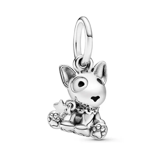 Hạt Vòng Charm Pandora Bull Terrier Puppy Dog Dangle 798010EN16 Màu Bạc