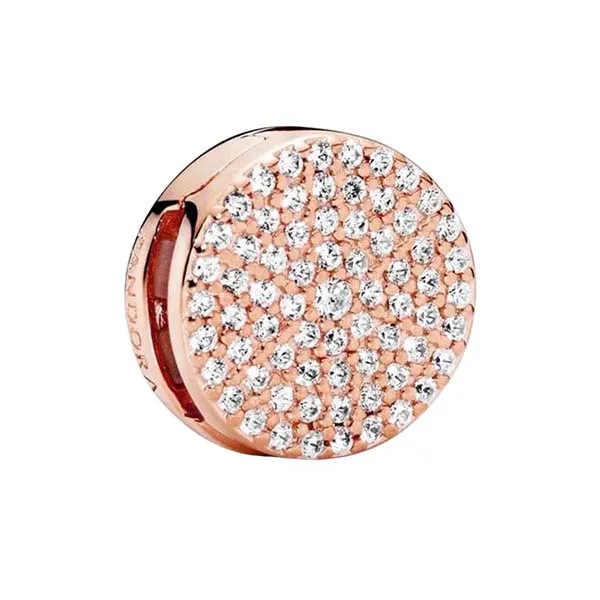 Hạt Vòng Charm Pandora Clip Charm In 14k Rose Gold-Plated 787583CZ Màu Vàng Hồng