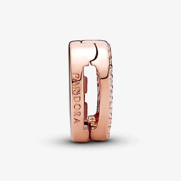 Hạt Vòng Charm Pandora Clip Charm In 14k Rose Gold-Plated 787583CZ Màu Vàng Hồng