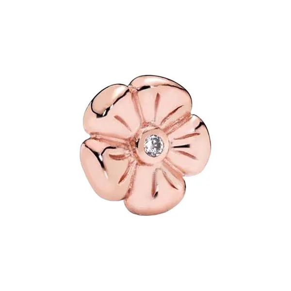 Hạt Vòng Charm Pandora Flower Pandora Petite Element With Clear Cubic Zirconia 787898CZ Màu Vàng Hồng - Trang sức - Vua Hàng Hiệu
