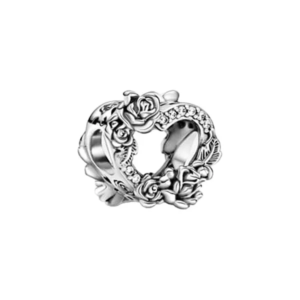 Hạt Vòng Charm Pandora Open Heart & Rose Flowers 799281C01 Màu Bạc - Trang sức - Vua Hàng Hiệu