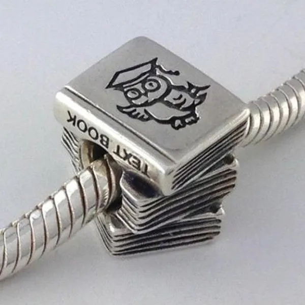 Hạt Vòng Charm Pandora Study Books Bead with Owl 790536 Màu Bạc