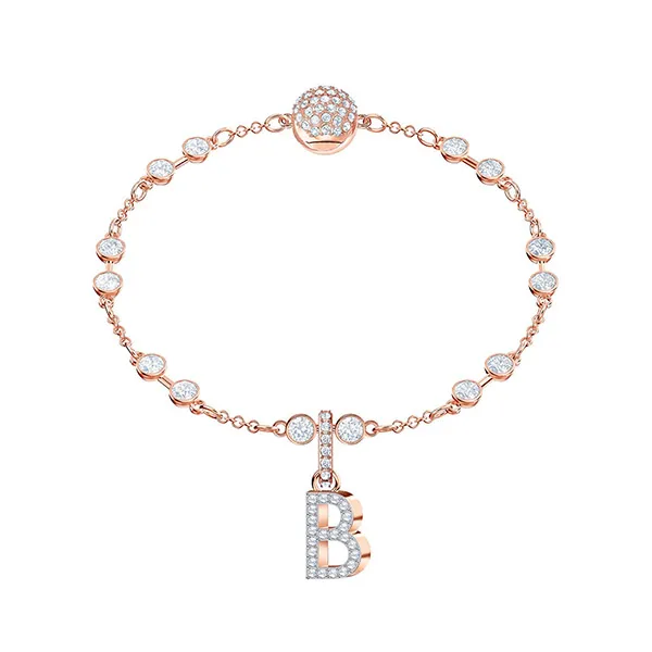 Hạt Vòng Charm Swarovski Remix Chữ B 5437624 Màu Vàng Hồng