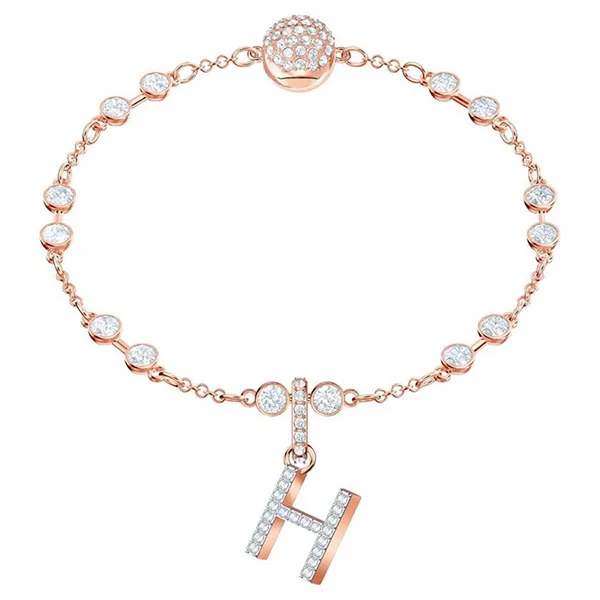 Hạt Vòng Charm Swarovski Remix Chữ H 5437622 Màu Vàng Hồng