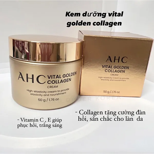 Kem Dưỡng Hỗ Trợ Ngăn Ngừa Lão Hóa Da AHC Vital Golden Collagen Cream 50g