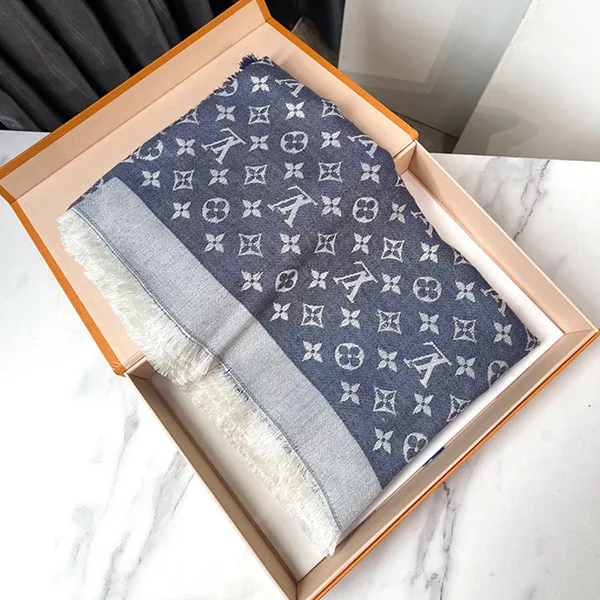 Khăn Quàng Cổ Nữ Louis Vuitton LV Monogram Scarves Blue Màu Xanh Blue