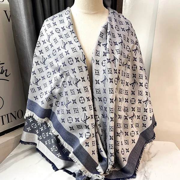 Khăn Quàng Cổ Nữ Louis Vuitton LV Monogram Scarves Blue Màu Xanh Blue