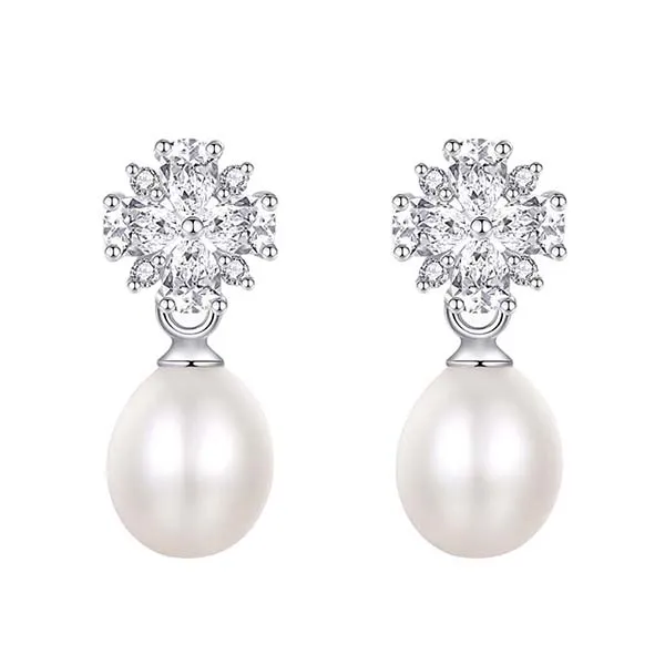 Khuyên Tai Nữ Kya Jewel Freshwater Pearl Floral PE2 Màu Bạc - Trang sức - Vua Hàng Hiệu