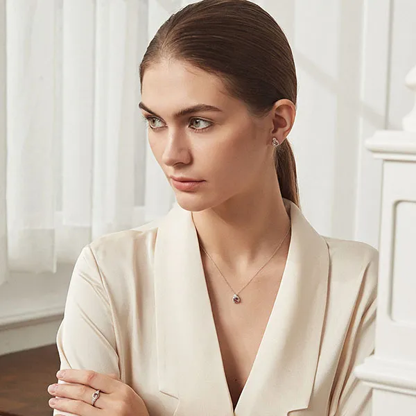 Khuyên Tai Nữ Kya Jewel Romantic Pink SE122 Màu Bạc Phối Hồng