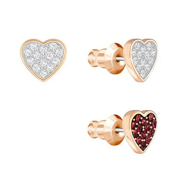 Khuyên Tai Nữ Swarovski Crystal Earrings Wishes Hearts 3 Pieces 5272369 Màu Vàng Hồng Phối Đỏ