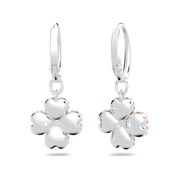 Khuyên Tai Nữ Swarovski Latisha Drop Earrings Flower, Pink, Rhodium Plated 5636485 Màu Bạc