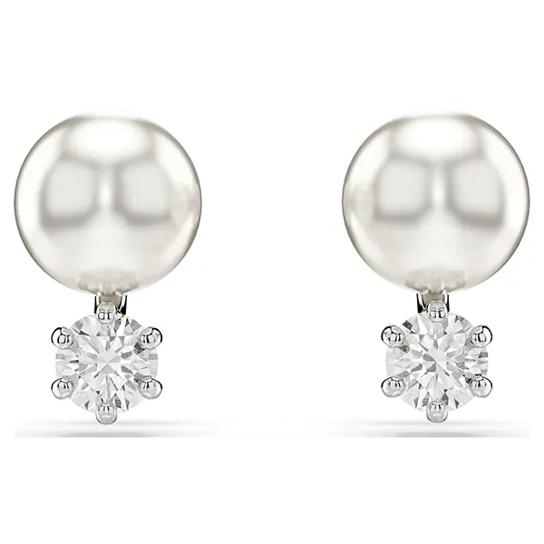 Khuyên Tai Nữ Swarovski Matrix Stud Earrings Crystal Pearl, Round Cut, White, Rhodium Plated 5694225 Màu Trắng - Trang sức - Vua Hàng Hiệu