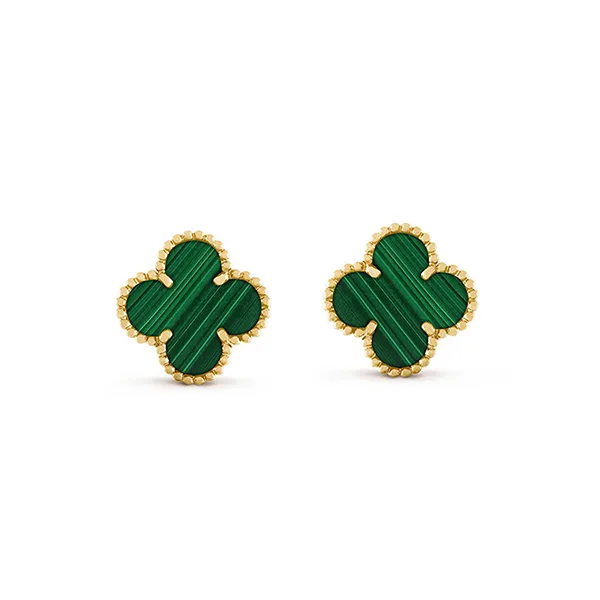 Khuyên Tai Nữ Jewery Luxury Vintage Alhambra Earrings Màu Gold/Xanh Green 9mm - Trang sức - Vua Hàng Hiệu