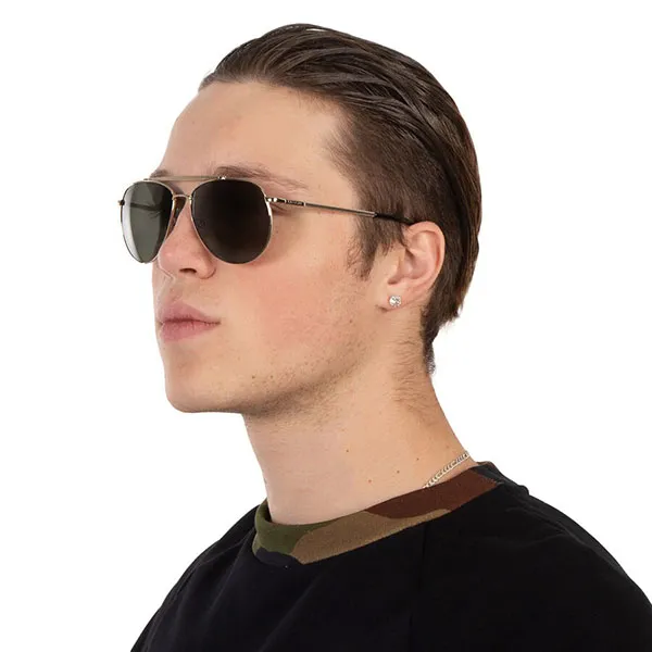 Kính Mát Nam Lacoste Men's Gold Tone Aviator Pilot Sunglasses L177SP 714 59 Màu Xám Vàng