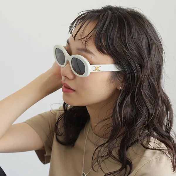 Kính Mát Nữ Celine Triomphe Sunglasses CL40194U 5225A Màu Trắng Đen - Kính mắt - Vua Hàng Hiệu