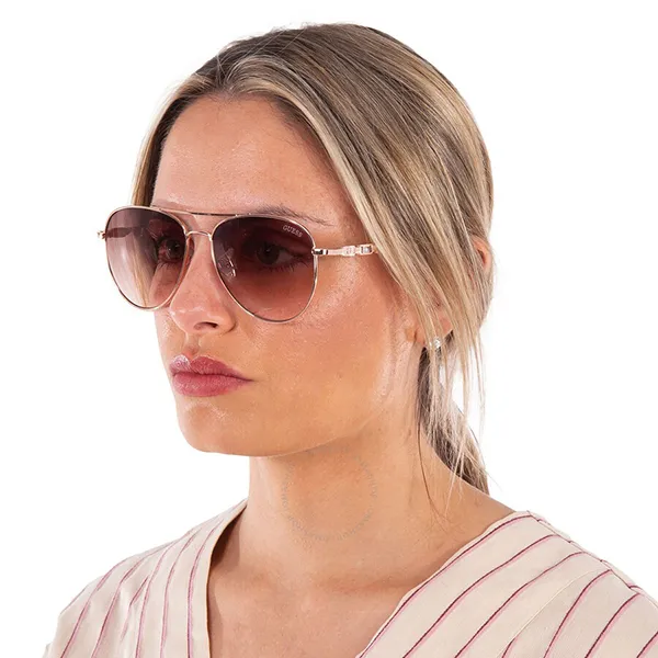 Kính Mát Nữ Guess Gradient Brown Pilot Ladies Sunglasses GF6143-28F-59 Màu Nâu Hồng - Kính mắt - Vua Hàng Hiệu