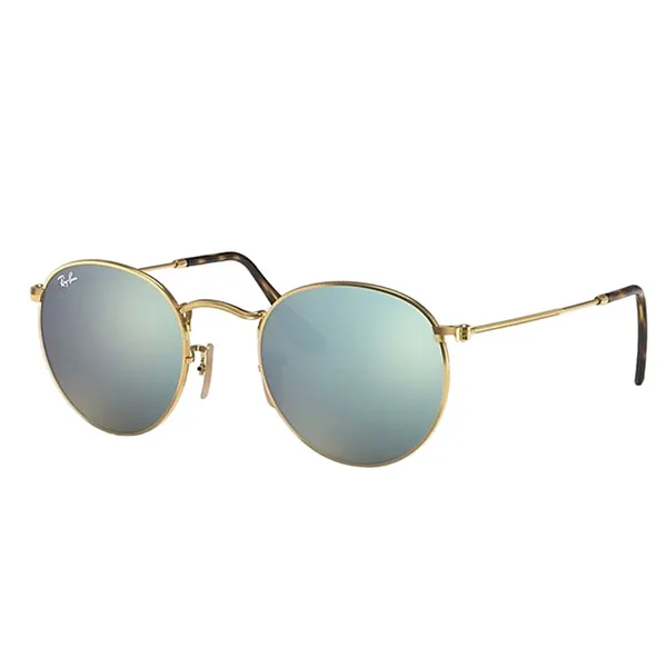 Kính Mát Unisex Rayban Round Flash Lenses Sunglasses RB3447N 001/30 50 Màu Xanh Blue - Kính mắt - Vua Hàng Hiệu