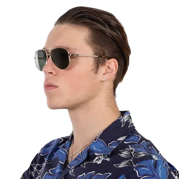 Kính Mát Unisex Lacoste Polarized Green Pilot Sunglasses L233SP 714 60 Màu Xanh Phối Vàng