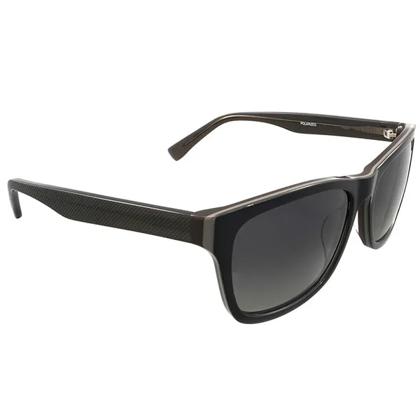 Kính Mát Unisex Lacoste Polarized Grey Square Sunglasses L683SP 001 55 Màu Đen Xám