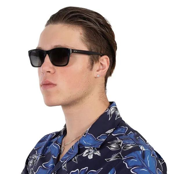 Kính Mát Unisex Lacoste Polarized Grey Square Sunglasses L683SP 001 55 Màu Đen Xám