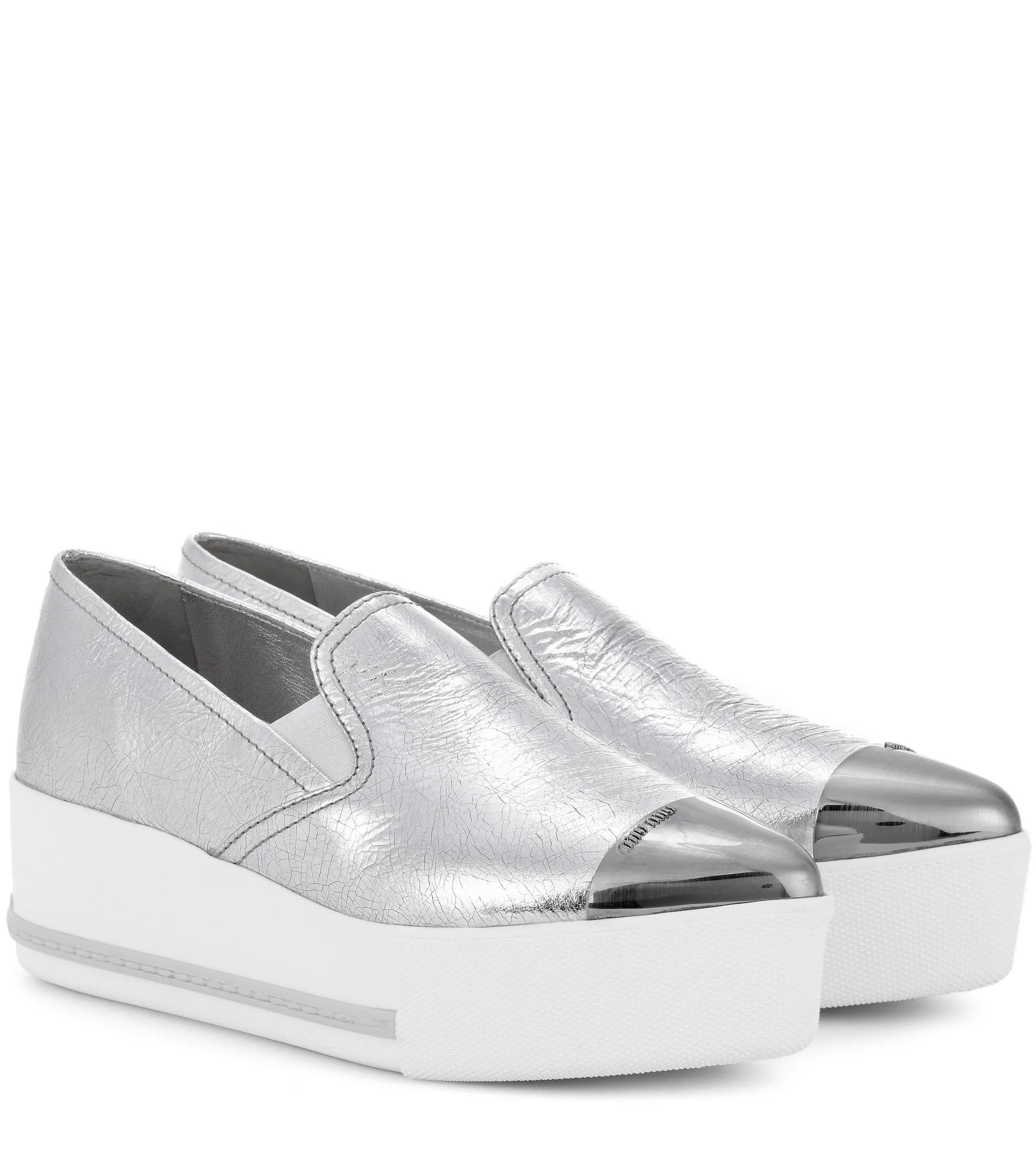 Giày Thể Thao Miu Miu Metallic Leather Sneakers