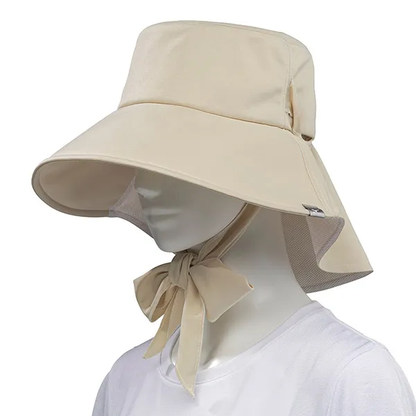 Mũ Rộng Vành Nữ Mizuno UV Ribbon Hat C2JWA301 Màu Be