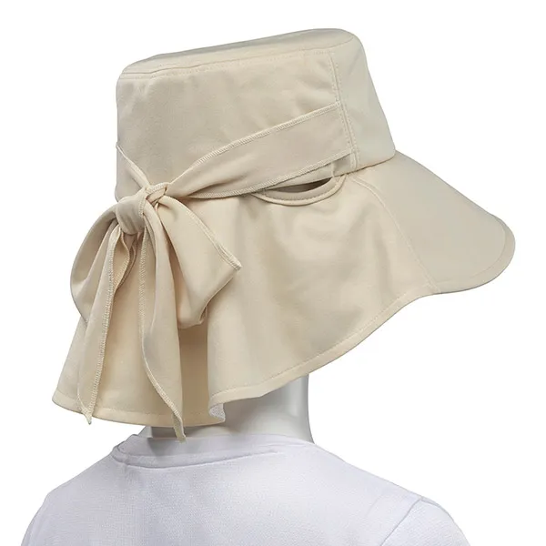 Mũ Rộng Vành Nữ Mizuno UV Ribbon Hat C2JWA301 Màu Be