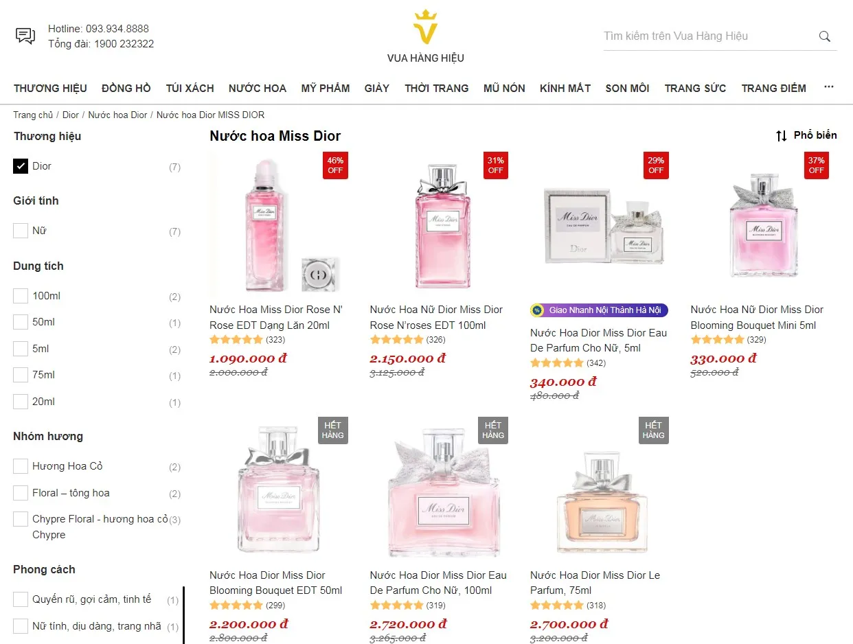 Mua Nước hoa Miss Dior Chính Hãng Tại Vua Hàng Hiệu