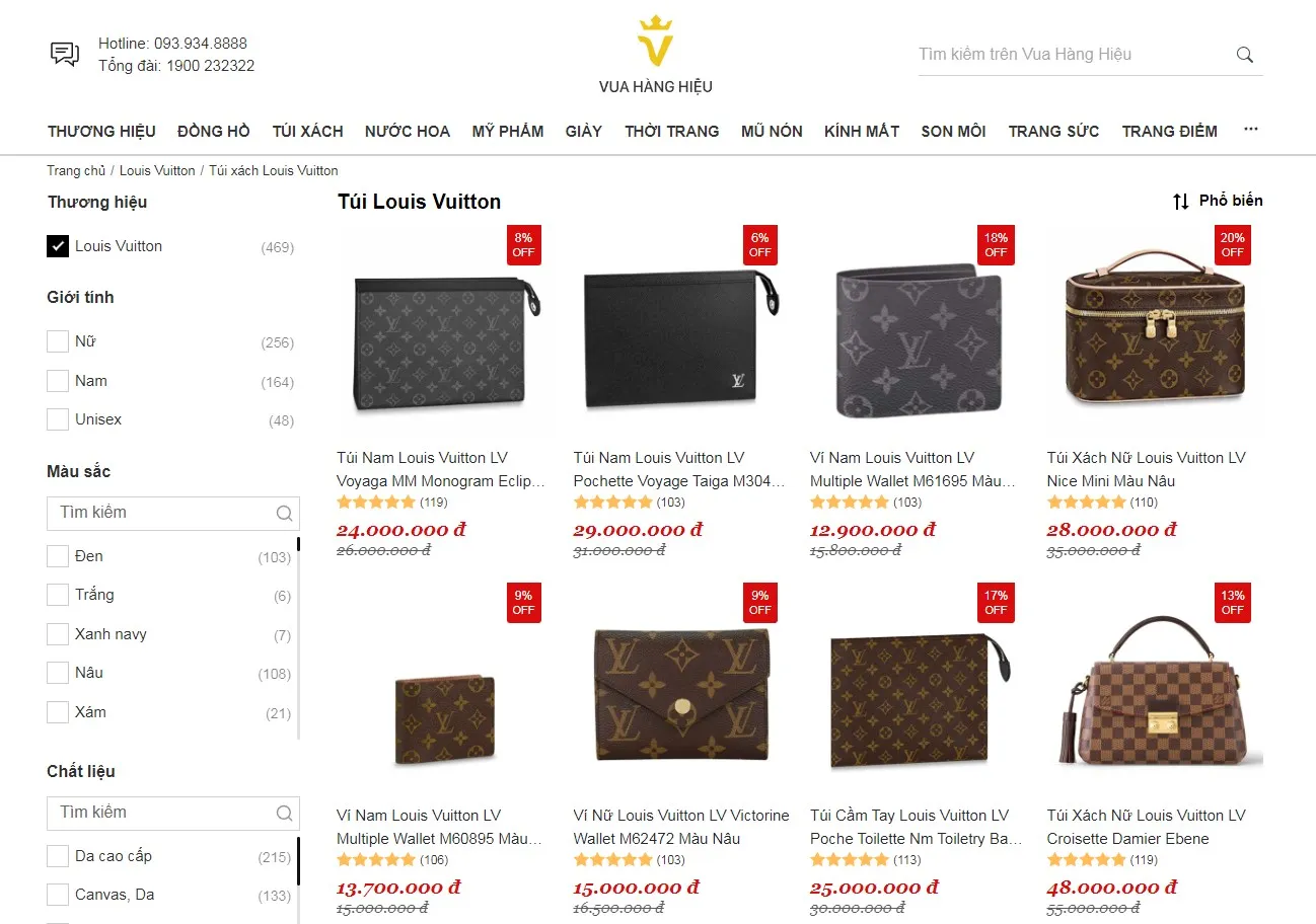 Mua túi Louis Vuitton tại Vua Hàng Hiệu