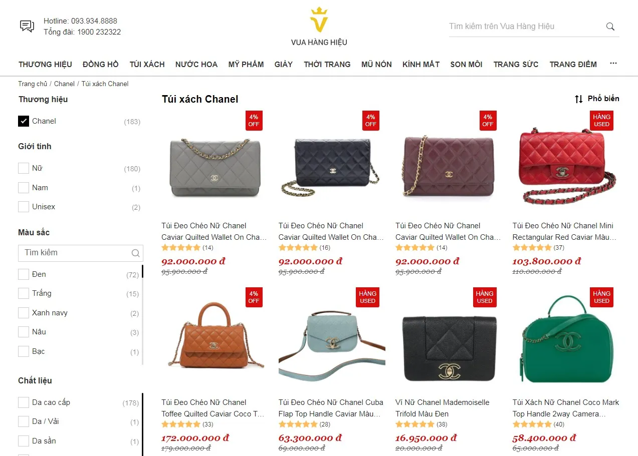 Mua túi xách Chanel chính hãng tại Vua Hàng Hiệu