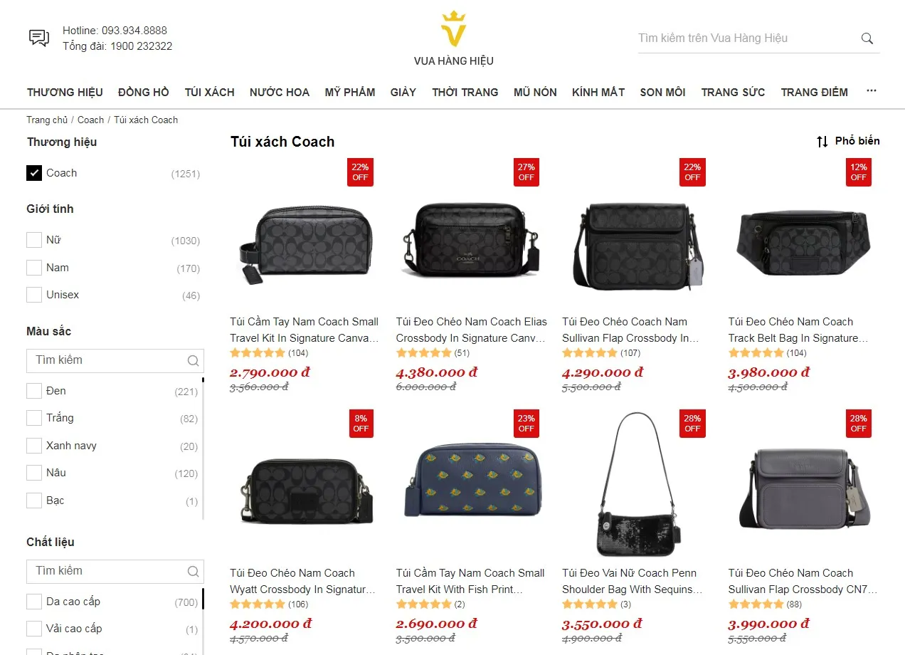 Mua túi xách Coach chính hãng tại Vua Hàng Hiệu