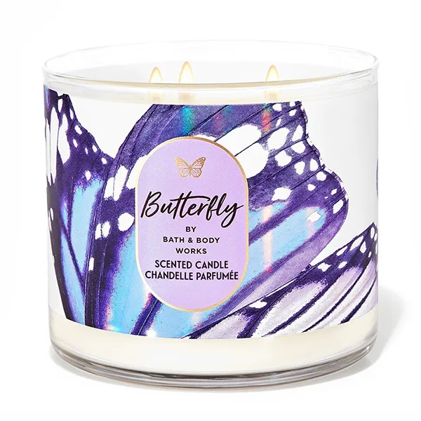 Nến Thơm 3 Bấc Bath & Body Works Butterfly Scented Candle Chandelle Parfumée 411g - Nến thơm - Vua Hàng Hiệu