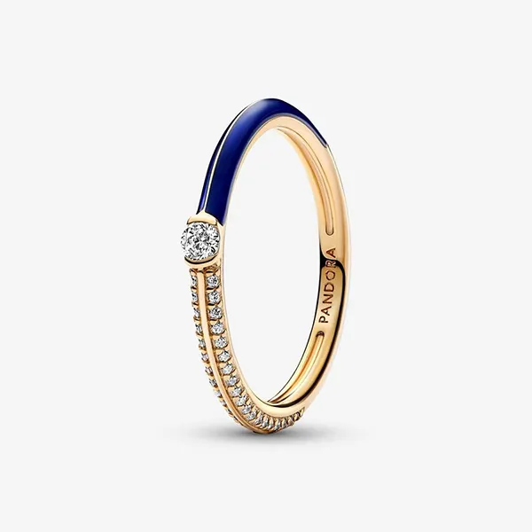 Nhẫn Nữ Pandora ME Pavé & Blue Dual Ring 162528C01 Màu Vàng Xanh Size 64