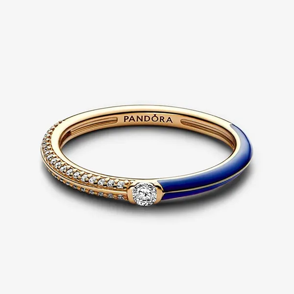 Nhẫn Nữ Pandora ME Pavé & Blue Dual Ring 162528C01 Màu Vàng Xanh Size 64