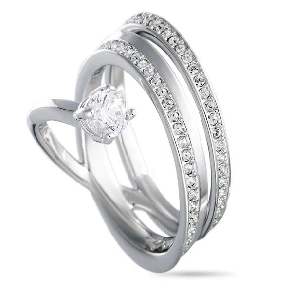 Nhẫn Nữ Swarovski Fresh Rhodium-Plated Crystal Swirl Ring 5235632 Màu Trắng Size 50