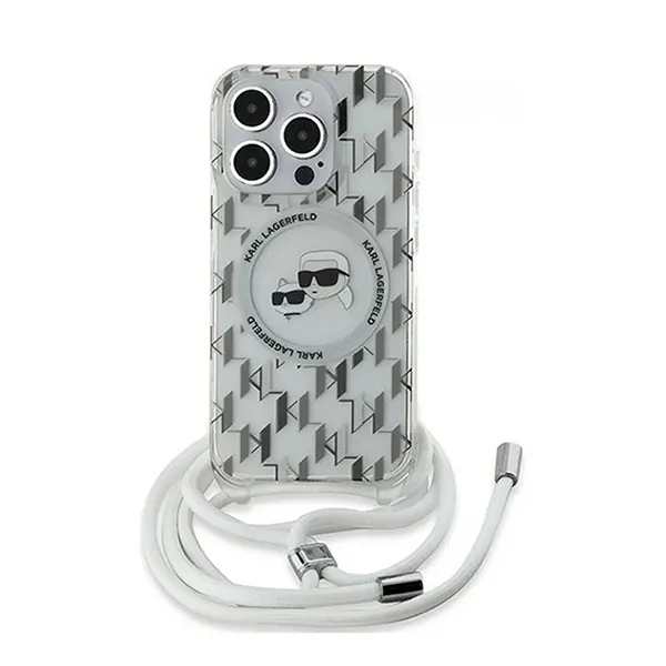 Ốp Điện Thoại Karl Lagerfeld IML Monogram & Choupette Head Case For Iphone 15 Pro Max Màu Trắng - Phụ Kiện Công Nghệ - Vua Hàng Hiệu