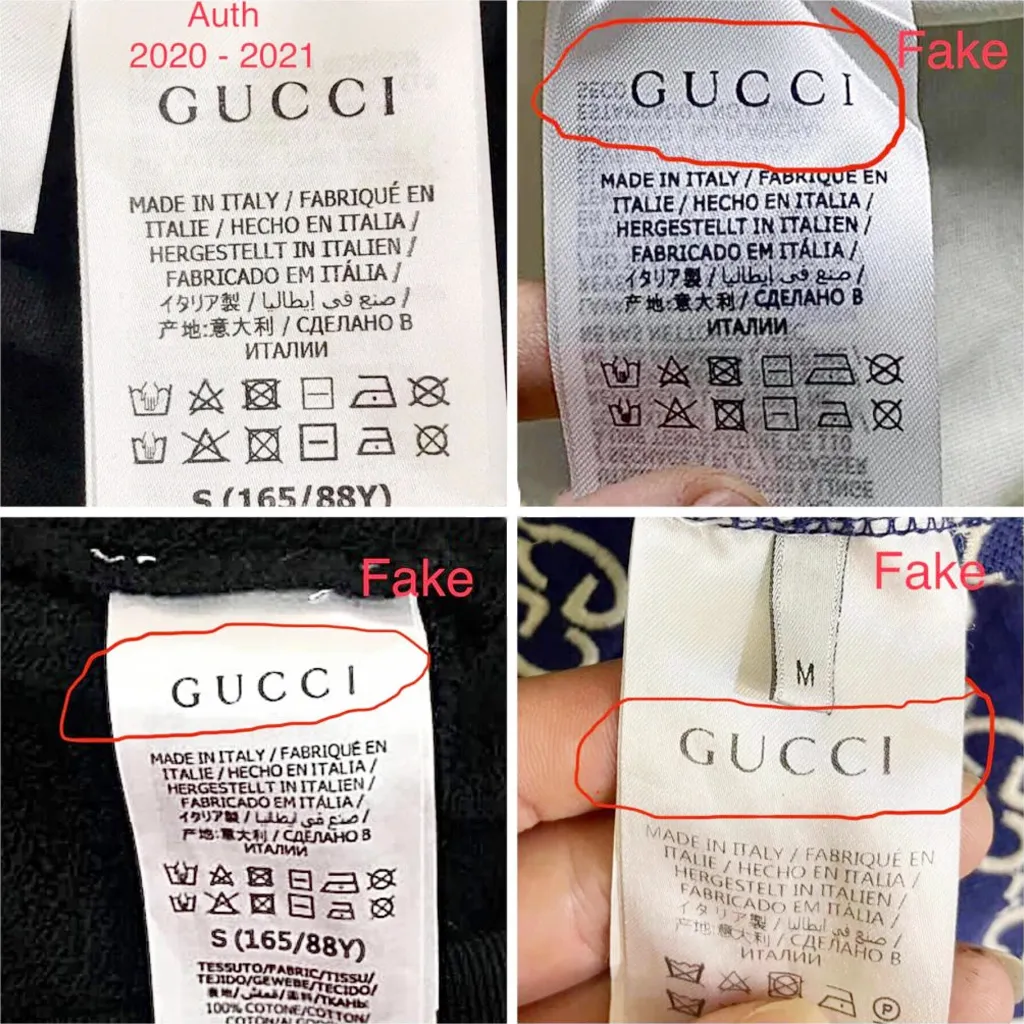 Phân biệt áo khoác Gucci thật giả qua Tag lụa