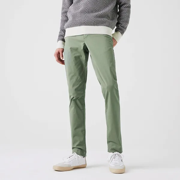 Quần Kaki Nam Lacoste Slim Fit Pants HH9553 S86 Màu Xanh Rêu Nhạt Size 38