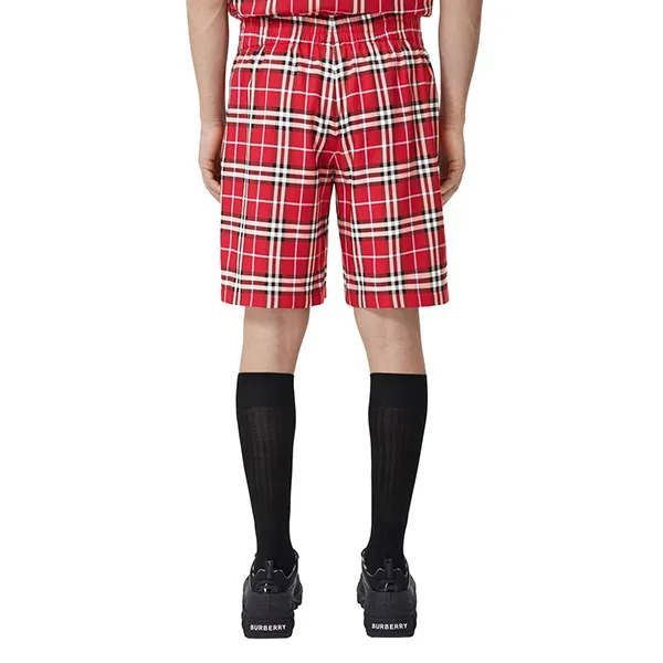 Quần Short Nam Burberry Men’s Check Print Track Chili Red 8051400 Màu Đỏ Size S - Thời trang - Vua Hàng Hiệu