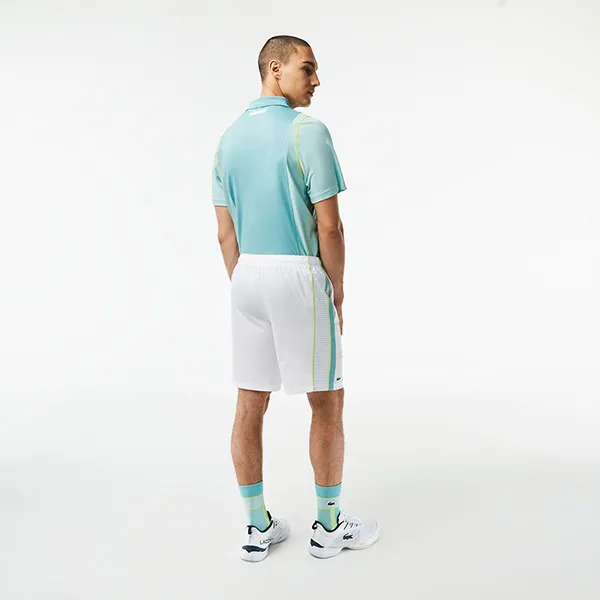 Quần Short Nam Lacoste Tennis GH5201 BH3 Màu Trắng Xanh Size 4