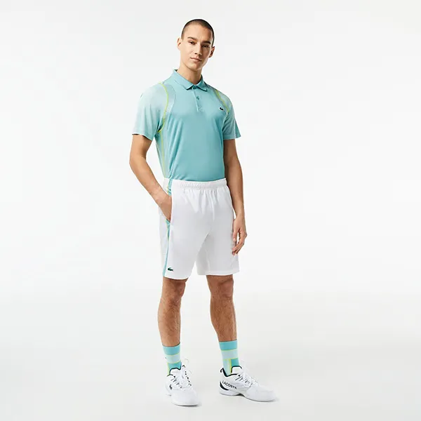 Quần Short Nam Lacoste Tennis GH5201 BH3 Màu Trắng Xanh Size 4