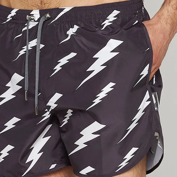 Quần Short Nam Neil Barrett Slim Rain Bolts Swim Shorts Màu Đen Size XS