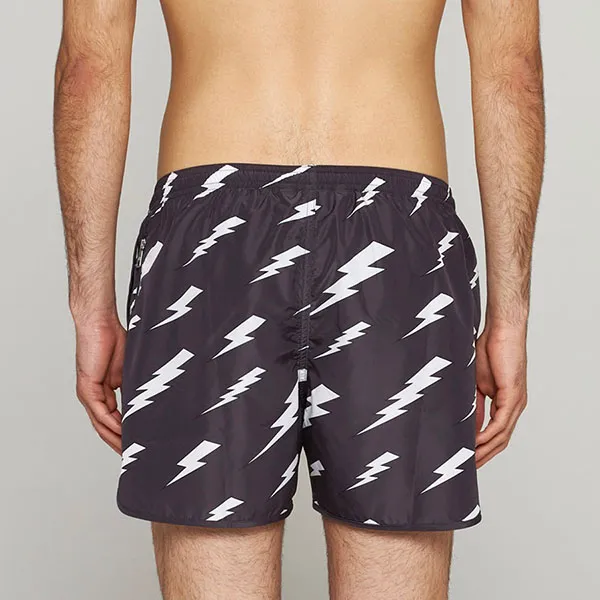 Quần Short Nam Neil Barrett Slim Rain Bolts Swim Shorts Màu Đen Size XS