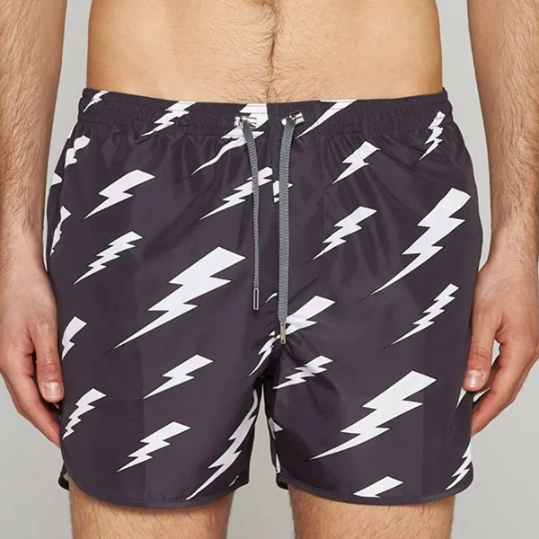 Quần Short Nam Neil Barrett Slim Rain Bolts Swim Shorts Màu Đen Size XS