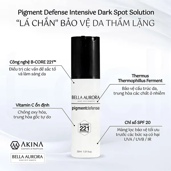 Serum Dưỡng Trắng Da Bella Aurora Pigment Defense Intensive Dark Spot Solution 30ml - Mỹ phẩm - Vua Hàng Hiệu