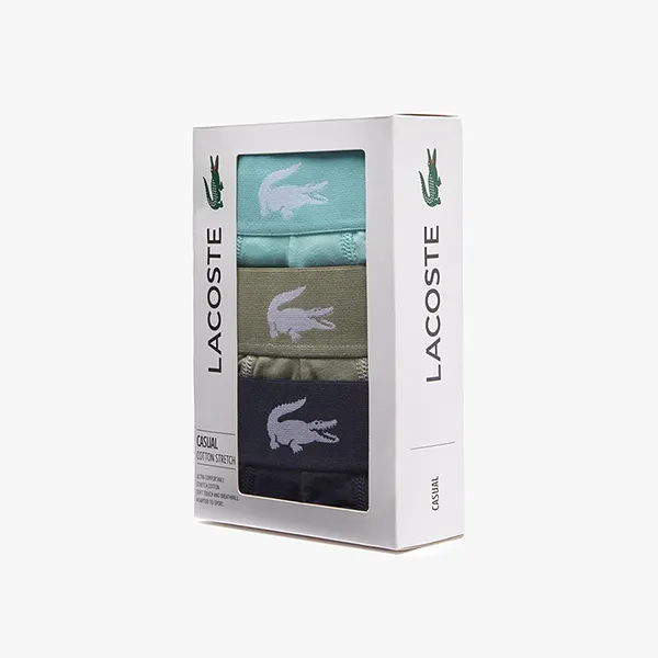 Set 3 Quần Lót Nam Lacoste Men's Branded Jersey Trunk Three-Pack 5H3321 G01 Phối Màu Xanh Size M