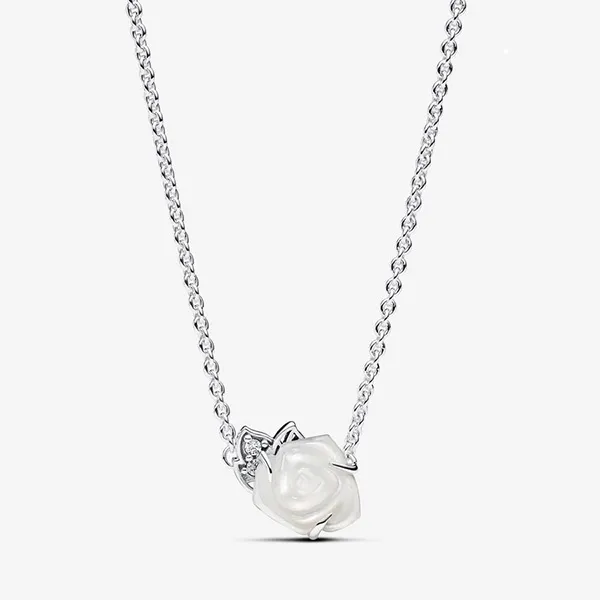Set Dây Chuyền + Khuyên Tai Pandora White Rose in Bloom Jewelry Gift Set R800725 Màu Bạc - Trang sức - Vua Hàng Hiệu