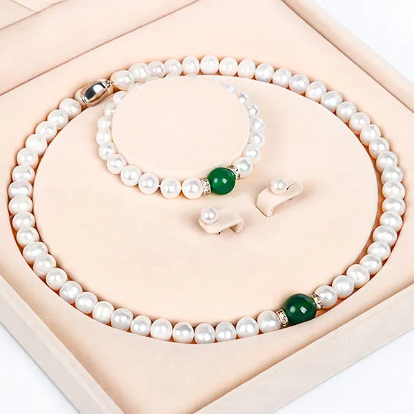 Set Dây Chuyền + Vòng Đeo Tay Nữ Kya Jewel Ngọc Trai Mã Não PS8-X Màu Trắng - Xanh - Trang sức - Vua Hàng Hiệu