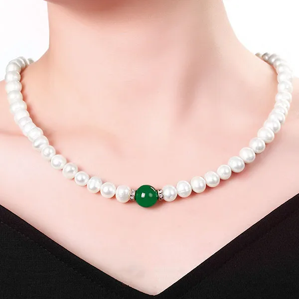 Set Dây Chuyền + Vòng Đeo Tay Nữ Kya Jewel Ngọc Trai Mã Não PS8-X Màu Trắng - Xanh - Trang sức - Vua Hàng Hiệu