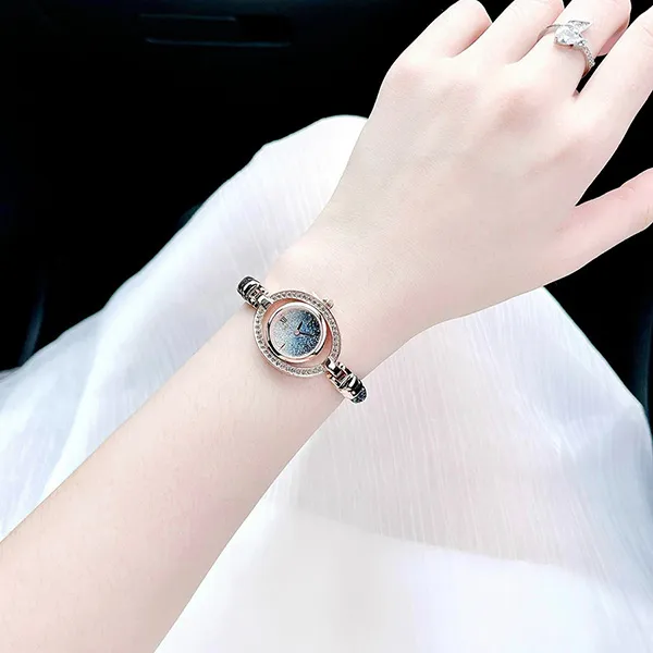 Set Đồng Hồ Nữ Davena Crystal 61625 Màu Xanh Blue (Random Vòng Tặng Kèm) - Đồng hồ - Vua Hàng Hiệu
